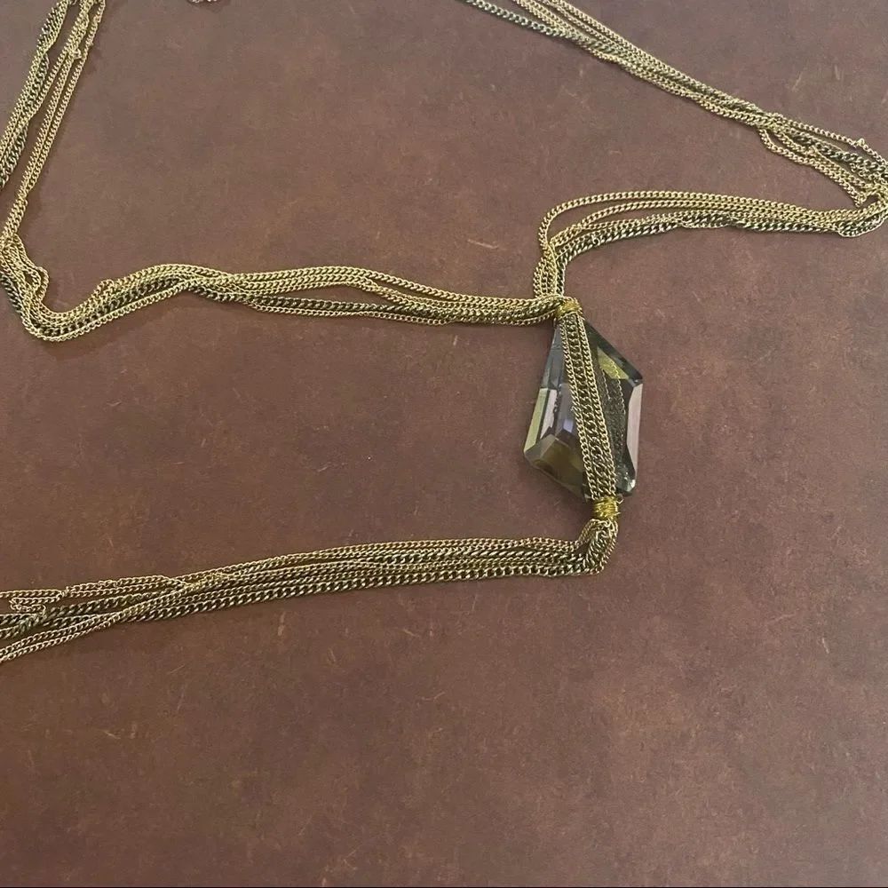 Long Multi Colored Chains Crystal Toggle Necklace - Picture 6 of 6